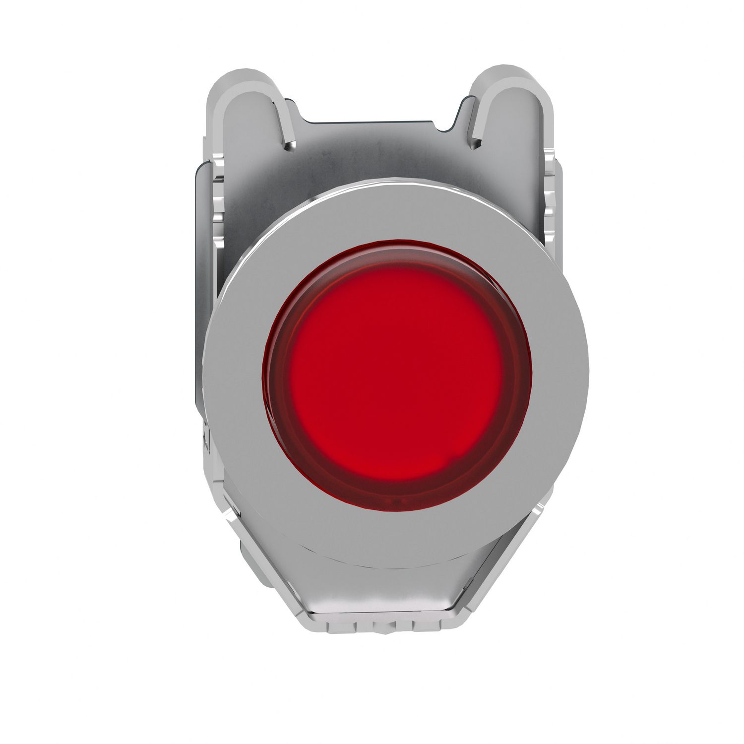 Picture of Head for illuminated push button, Harmony XB4, metal, red projecting, 30mm, universal LED, push-push, unmarked