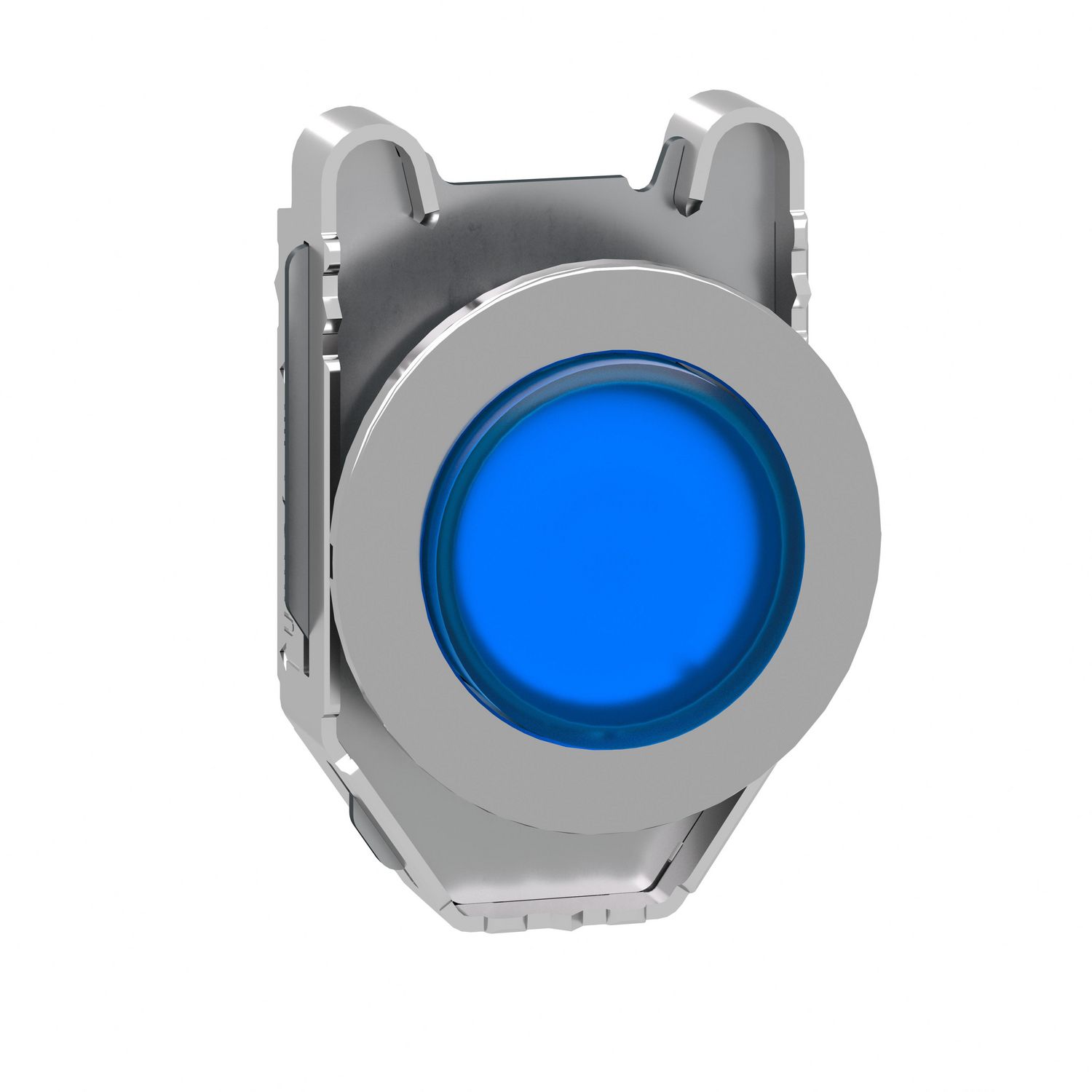 Picture of Head for illuminated push button, Harmony XB4, metal, blue projecting, 30mm, universal LED, push-push, unmarked