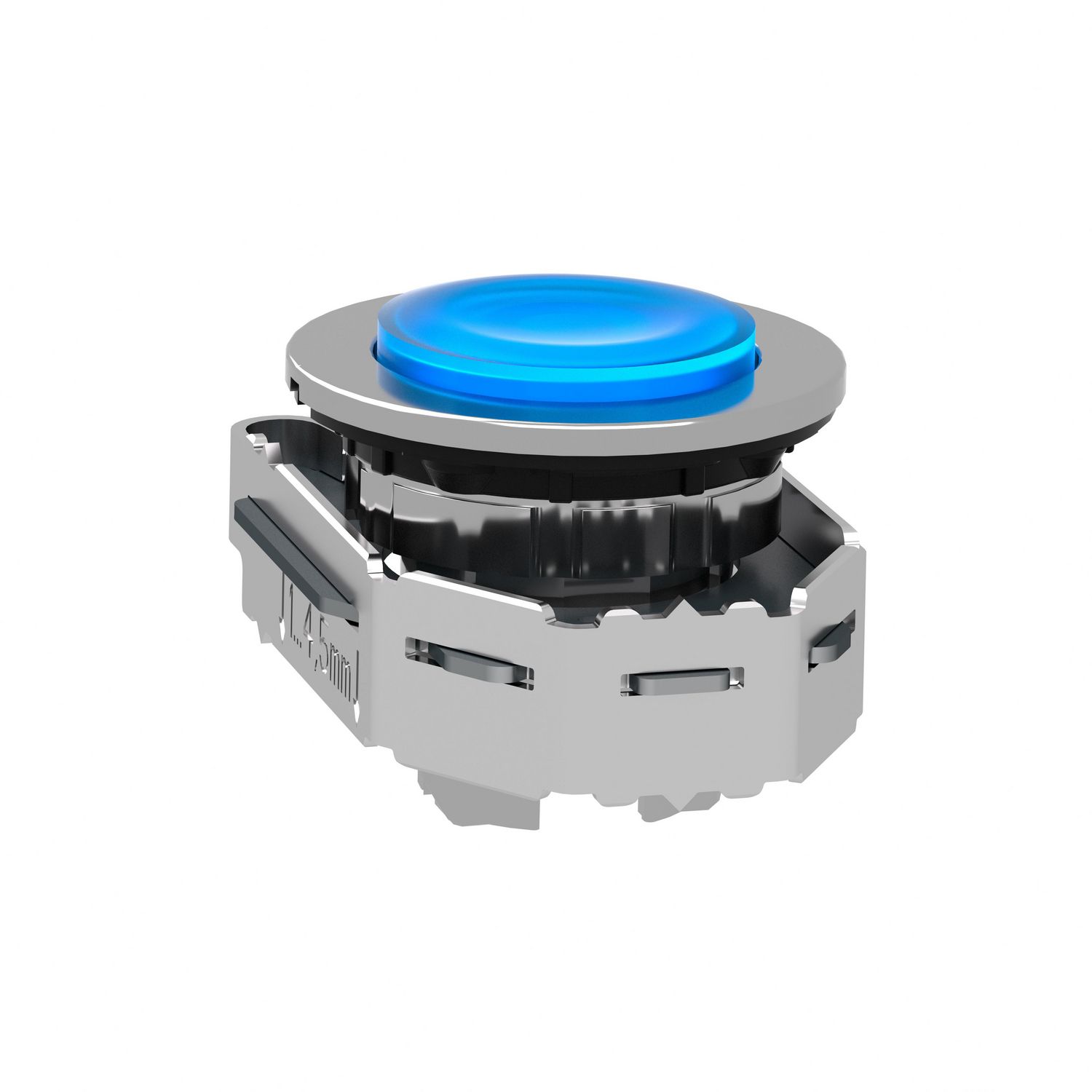 Picture of Head for illuminated push button, Harmony XB4, metal, blue projecting, 30mm, universal LED, push-push, unmarked