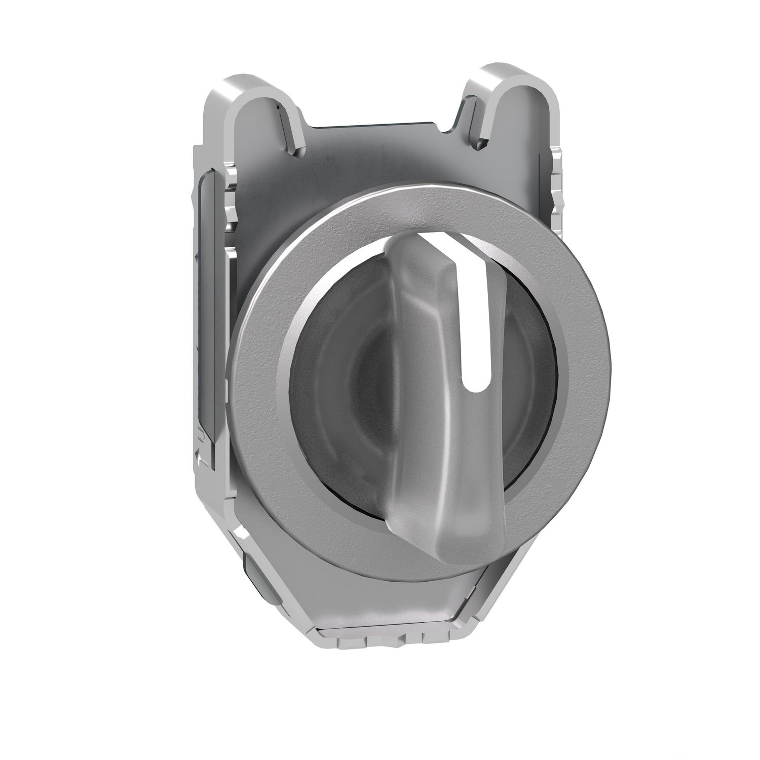 Picture of Head for illuminated selector switch, Harmony XB4, metal, white handle, 30mm, universal LED, 3 positions, to center