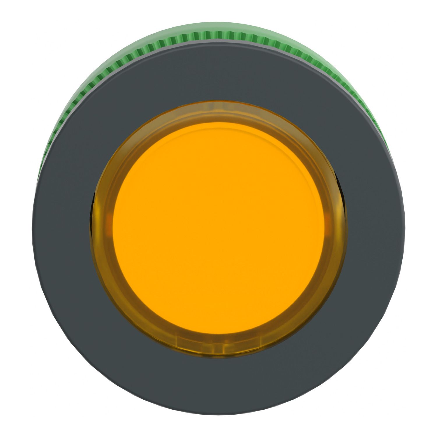 Picture of Head for illuminated push button, Harmony XB5, antimicrobial, plastic, yellow flush mounted, 30mm, universal LED,