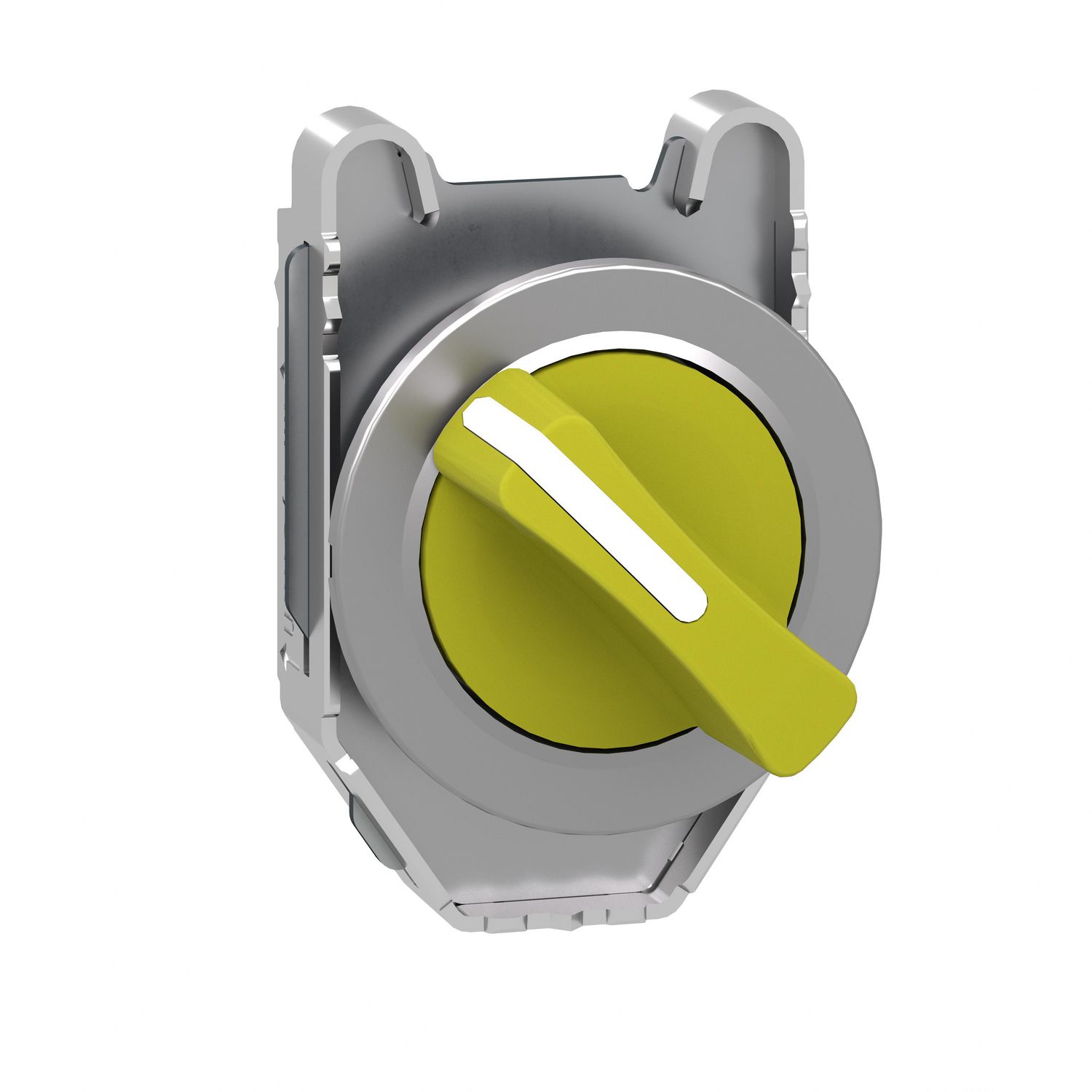 Picture of Head for selector switch, Harmony XB4, yellow handle, flush, 30mm, 2 positions, stay put