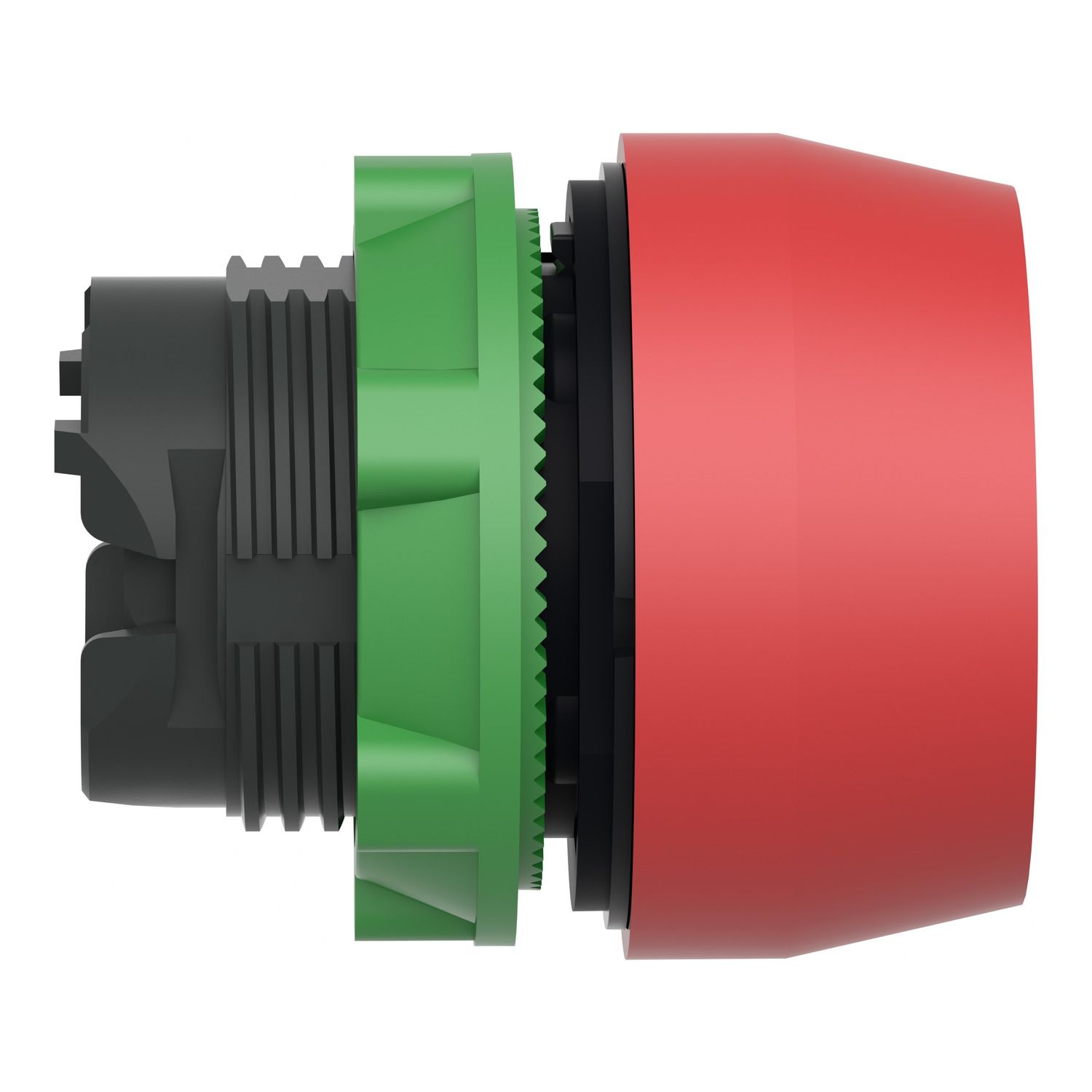 Picture of Push button head, Harmony XB5, plastic, flush, red, 22mm, spring return, coloured boot, unmarked