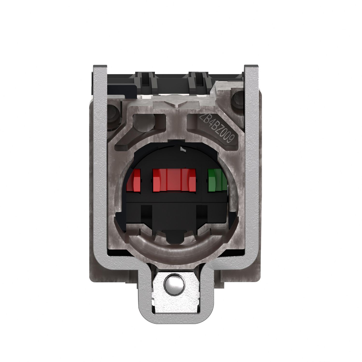 Picture of Single contact block with body fixing collar, Harmony XB4, metal, 1 NO + 1 NC, compact push in terminals