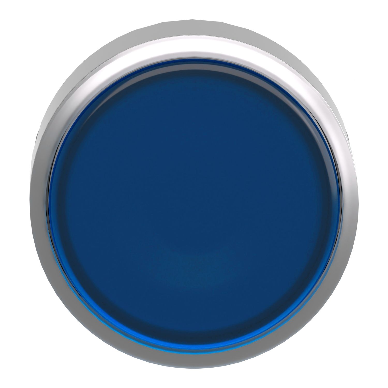 Picture of Head for illuminated push button, Harmony XB4, metal, blue flush, 22mm, universal LED, for insertion legend