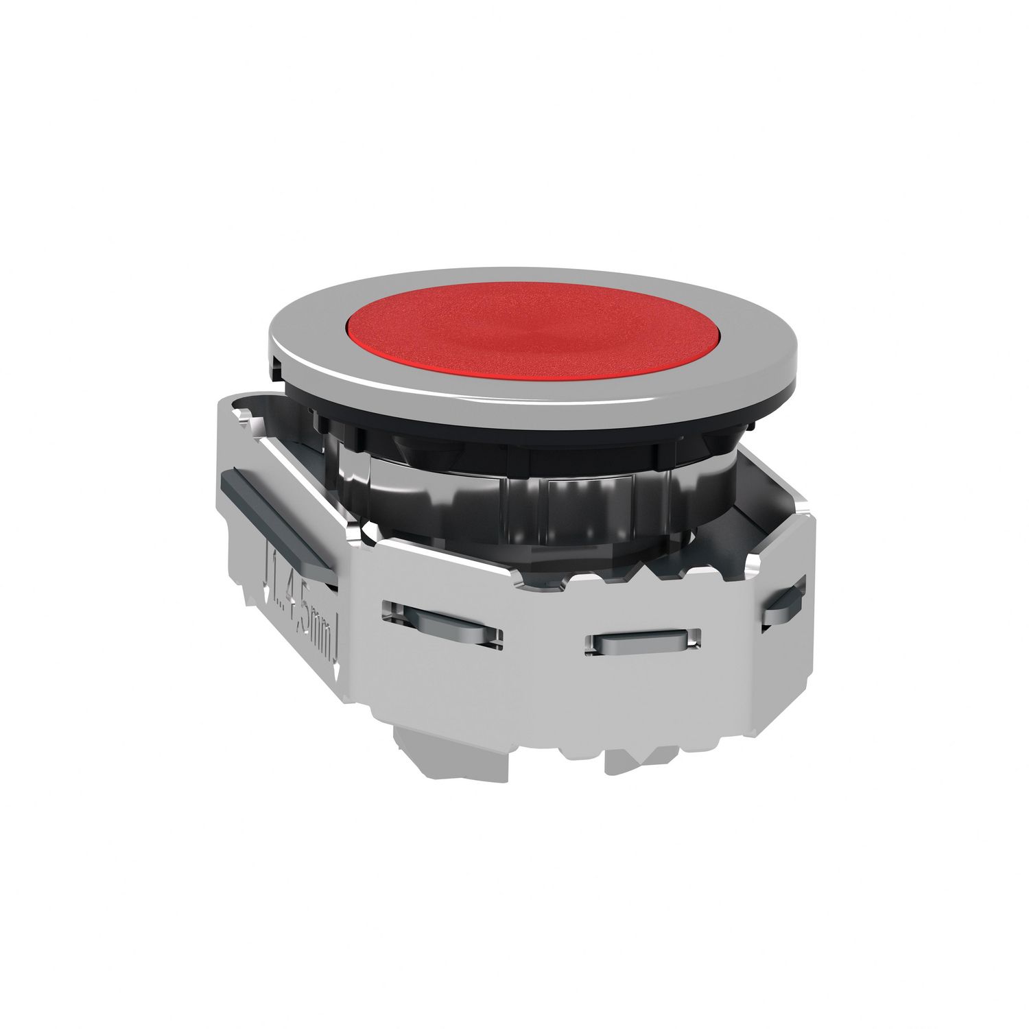 Picture of Flush mounted push button head, Harmony XB4, metal, red, 30mm, spring return, unmarked