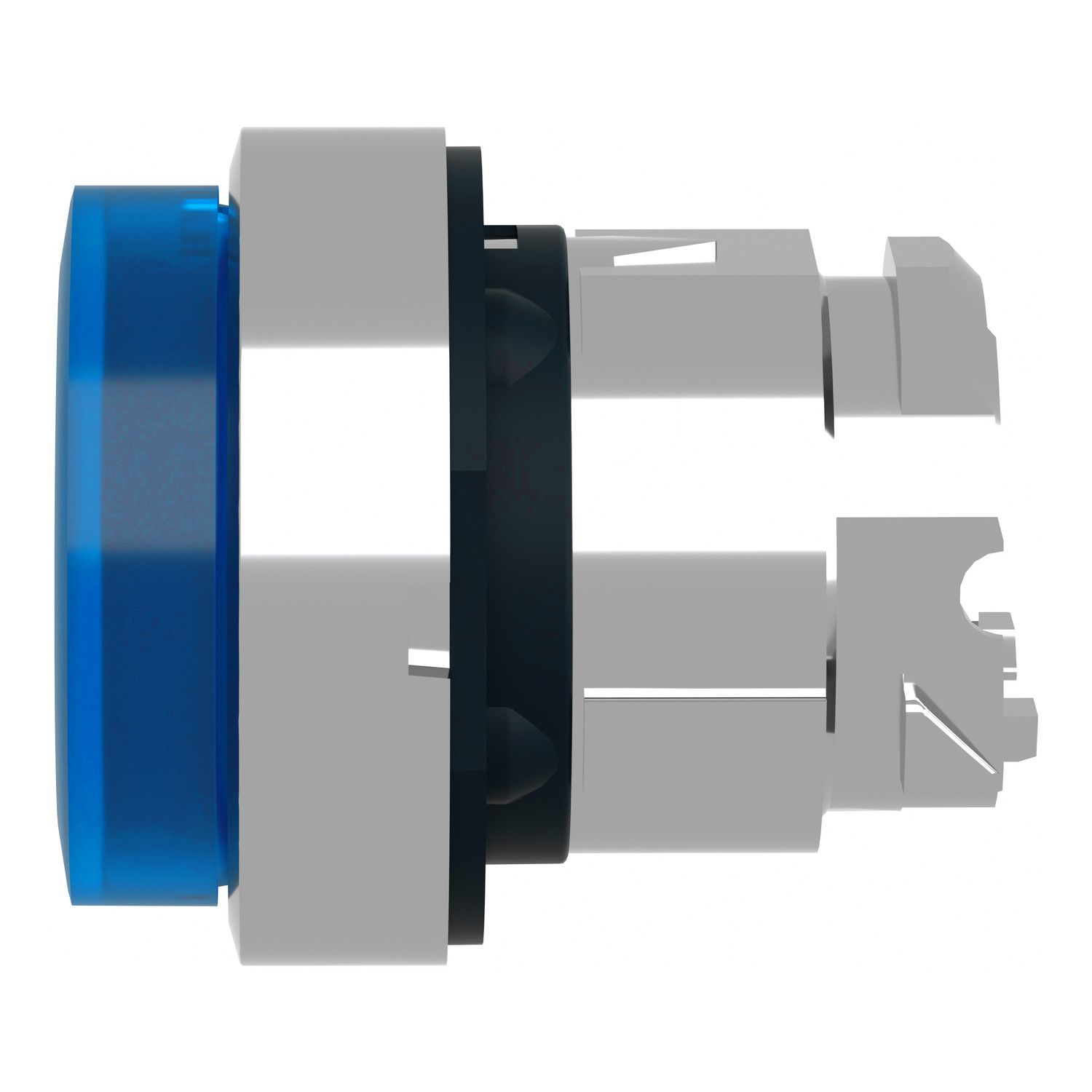 Picture of Head for illuminated push button, Harmony XB4, metal, blue projecting, 22mm, spring return, universal LED, unmarked