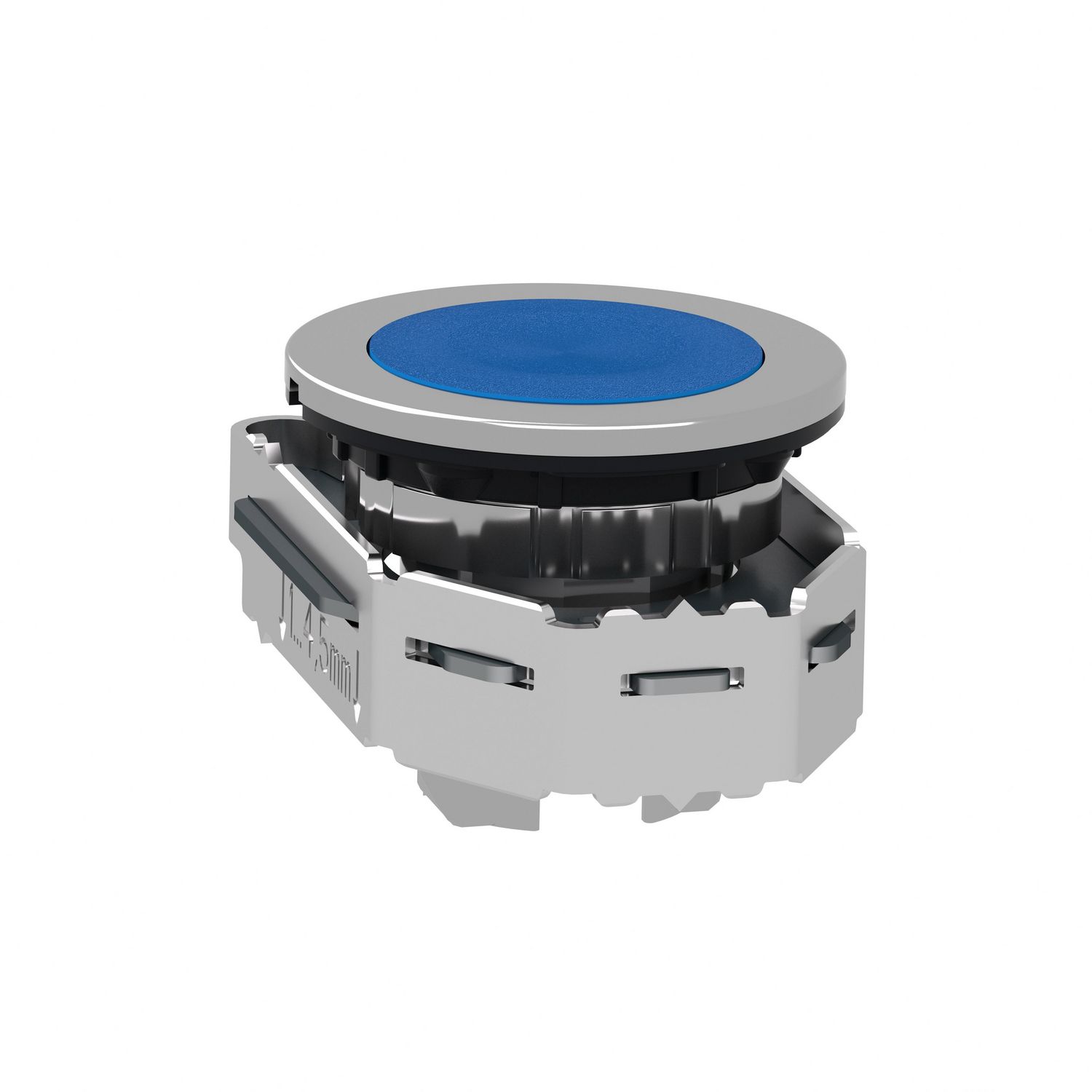 Picture of Flush mounted push button head, Harmony XB4, metal, blue, 30mm, spring return, unmarked
