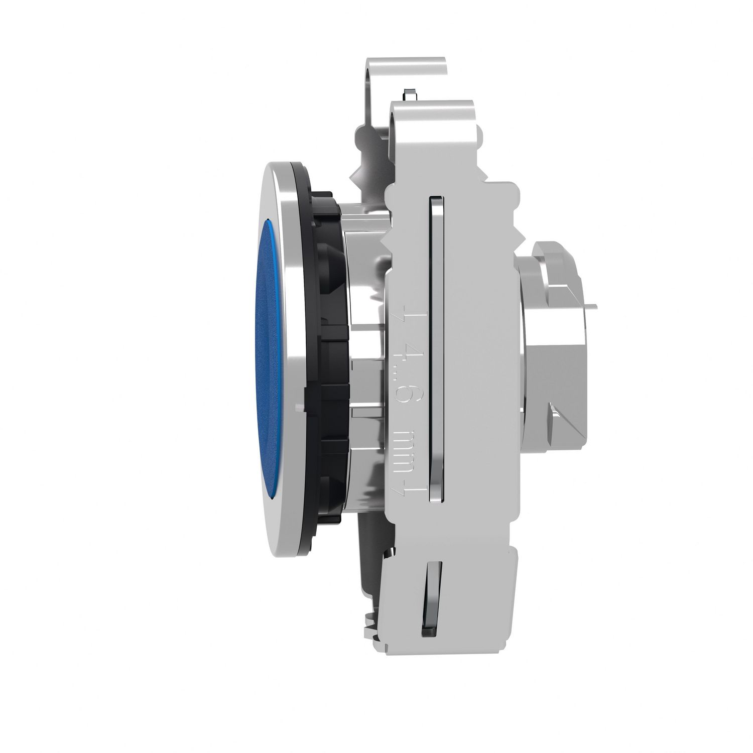 Picture of Flush mounted push button head, Harmony XB4, metal, blue, 30mm, spring return, unmarked