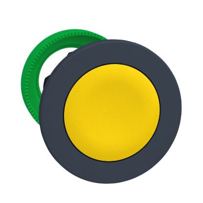 Picture of Antimicrobial Flush mounted push button head, Harmony XB5, plastic, yellow, 30mm, spring return, unmarked