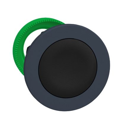 Picture of Antimicrobial Flush mounted push button head, Harmony XB5, plastic, black, 30mm, spring return, unmarked