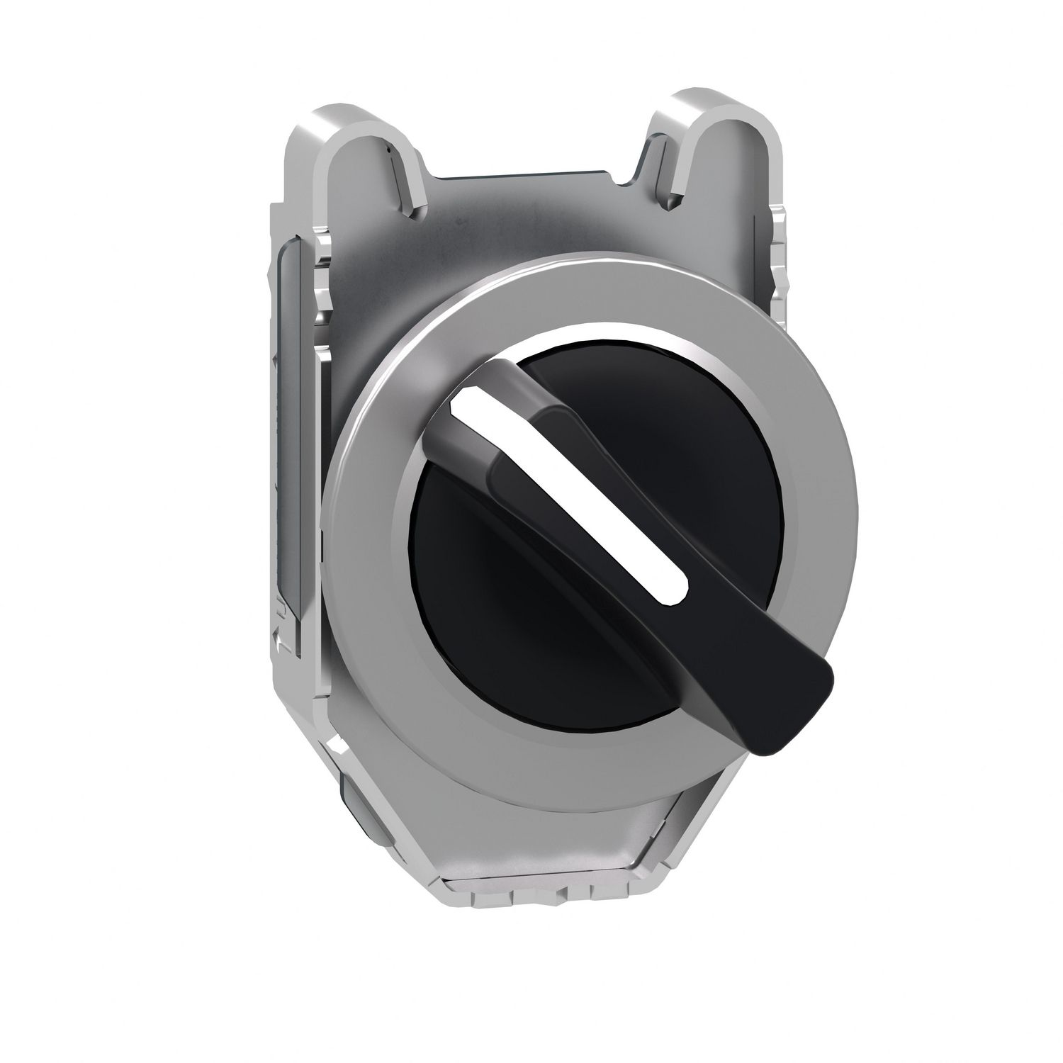 Picture of Flush mounted selector switch head, Harmony XB4, metal, black, 30mm, 2 positions, stay put