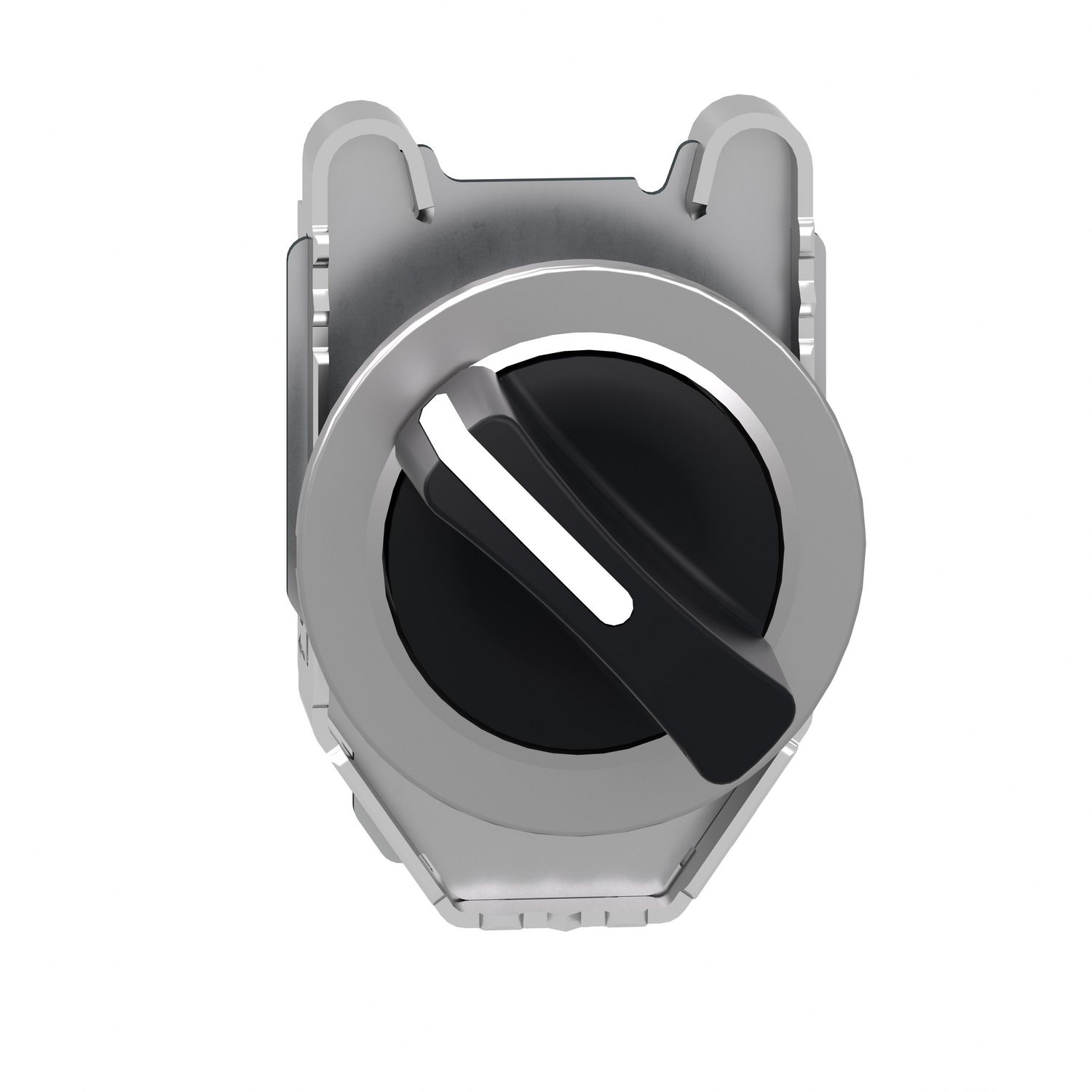 Picture of Flush mounted selector switch head, Harmony XB4, metal, black, 30mm, 2 positions, stay put