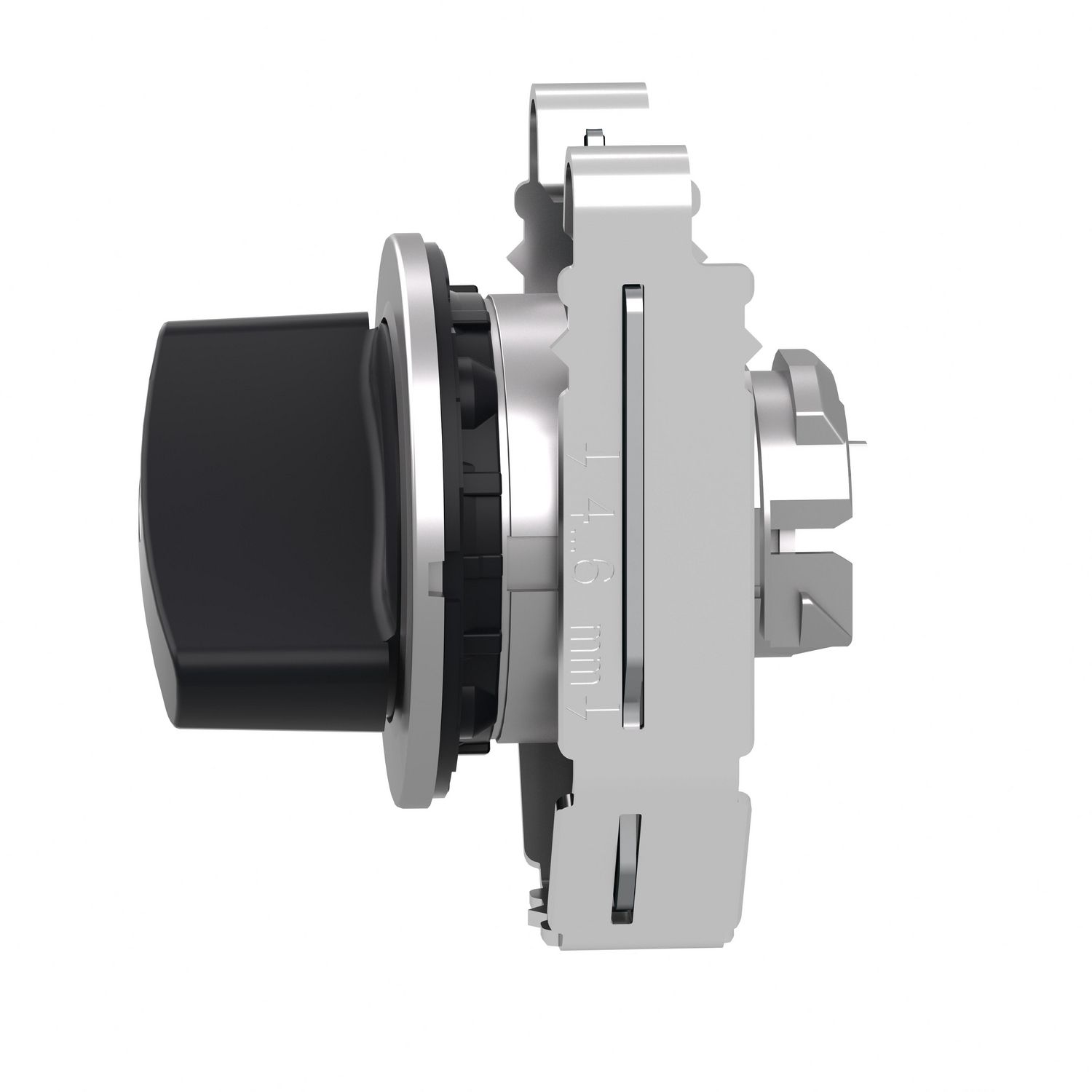 Picture of Flush mounted selector switch head, Harmony XB4, metal, black, 30mm, 2 positions, stay put