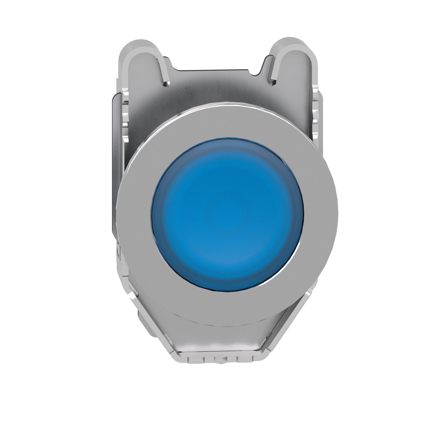 Picture of Head for illuminated push button, Harmony XB4, metal, blue flush, 30mm, spring return, universal LED, unmarked