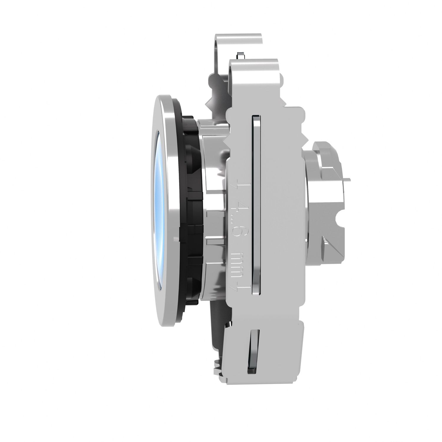 Picture of Head for illuminated push button, Harmony XB4, metal, blue flush, 30mm, spring return, universal LED, unmarked