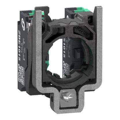 Picture of Complete body contact assembly, Harmony XB4, single contact, with fixing collar, metal, 2 NO, compact push in terminals