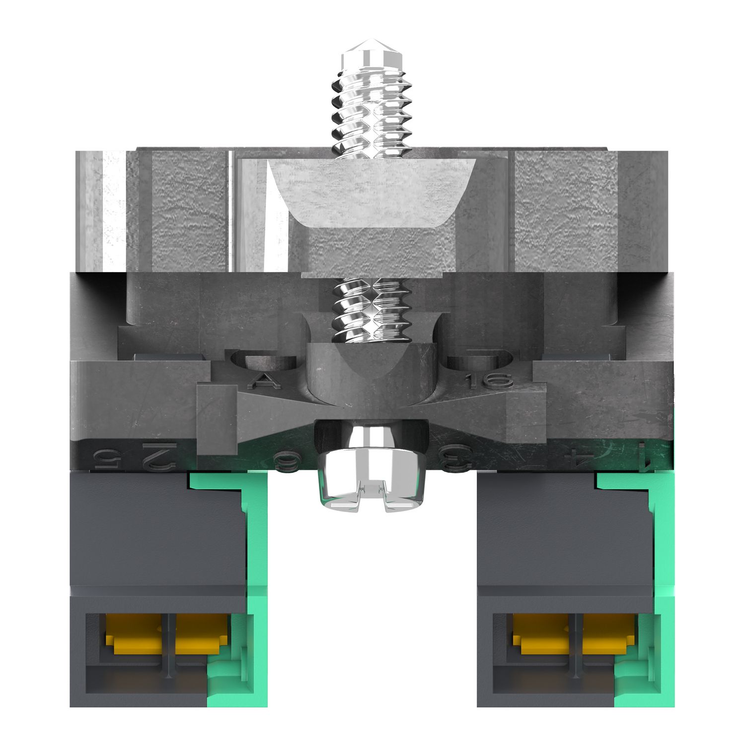 Picture of Complete body contact assembly, Harmony XB4, single contact, with fixing collar, metal, 2 NO, compact push in terminals