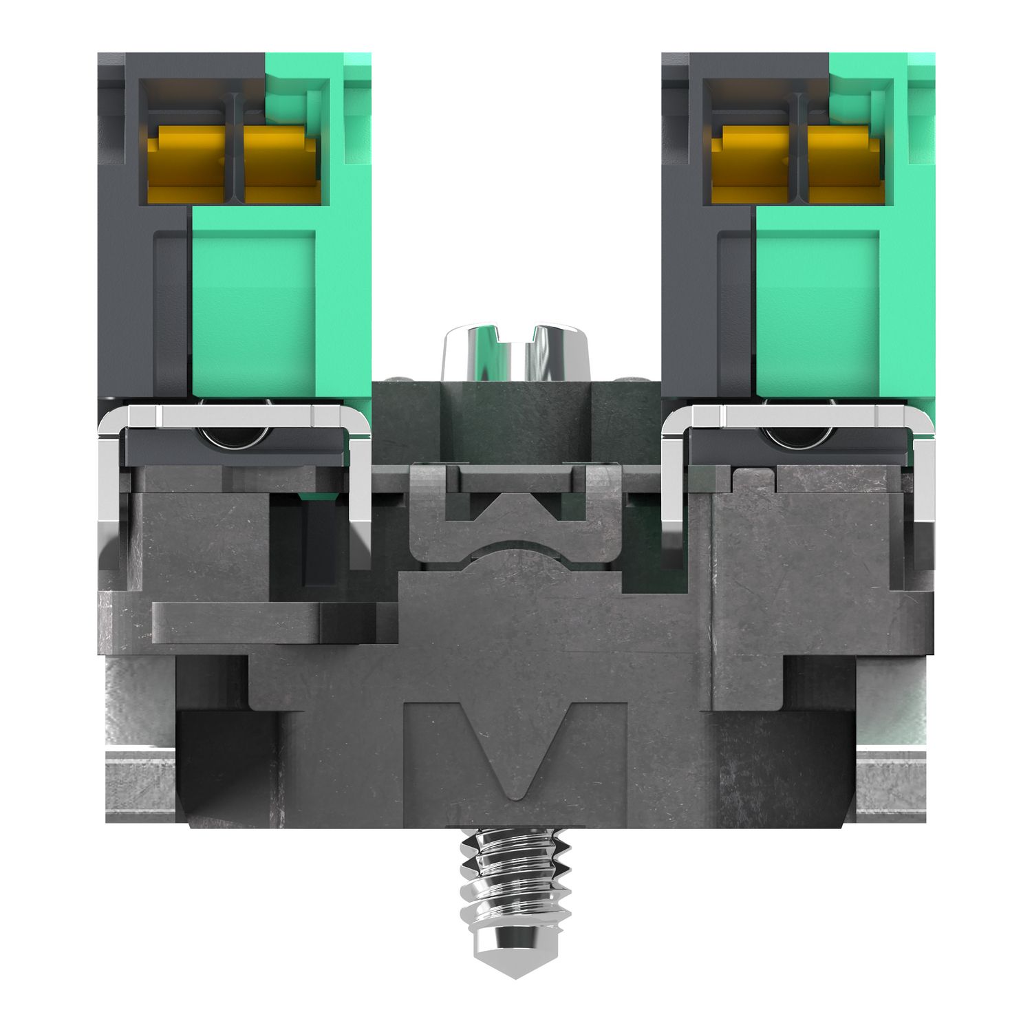 Picture of Complete body contact assembly, Harmony XB4, single contact, with fixing collar, metal, 2 NO, compact push in terminals
