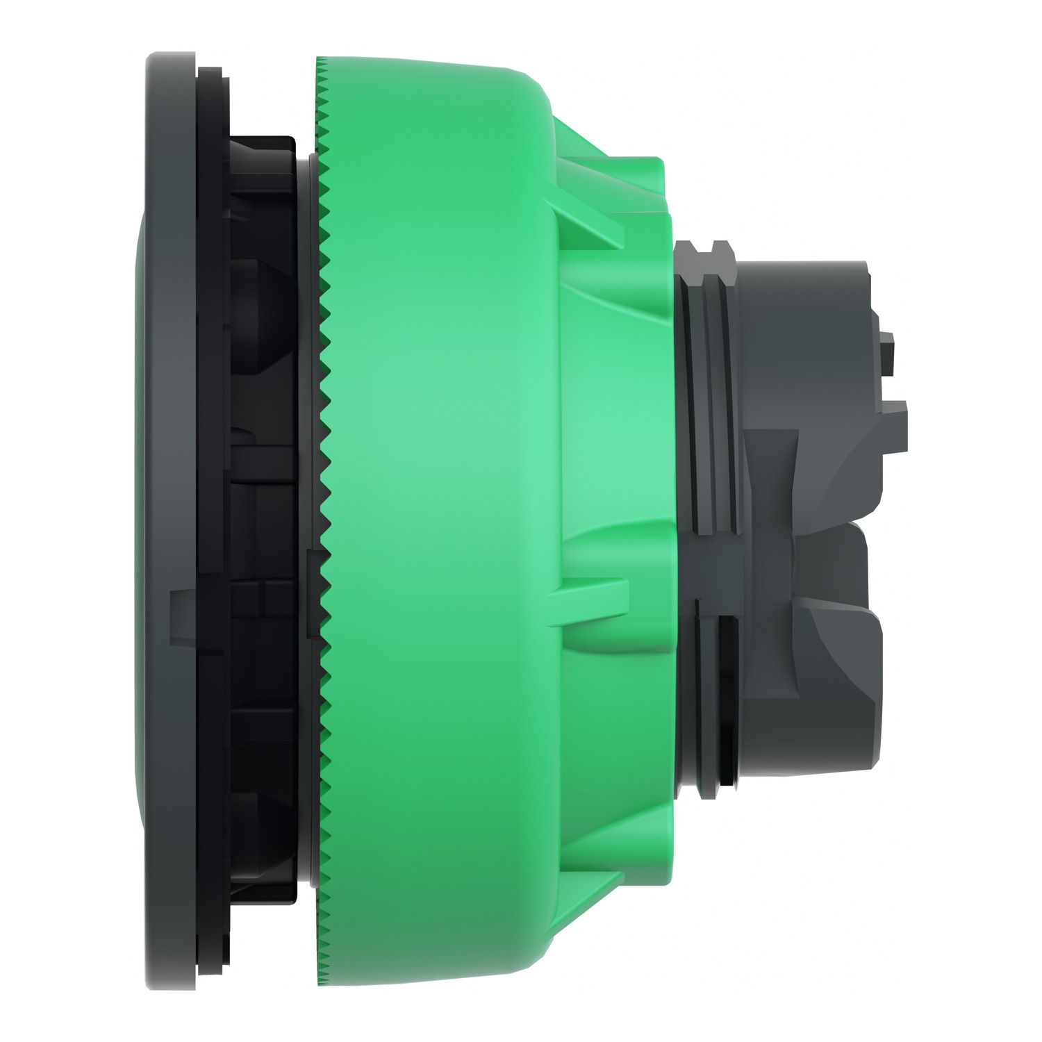 Picture of Head for illuminated push button, Harmony XB5, plastic, green flush mounted, 30mm, universal LED, illuminated ring