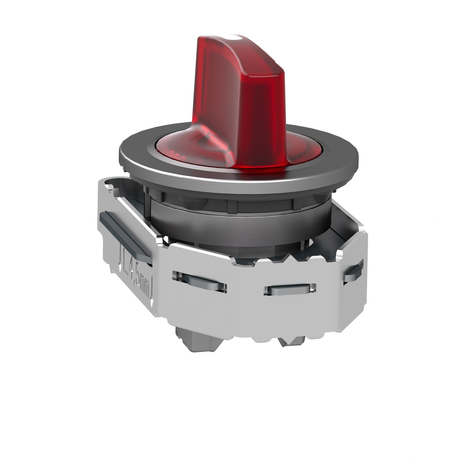 Picture of Head for illuminated selector switch, Harmony XB4, metal, red handle, flush mounted, 30mm, universal LED, 3 positions