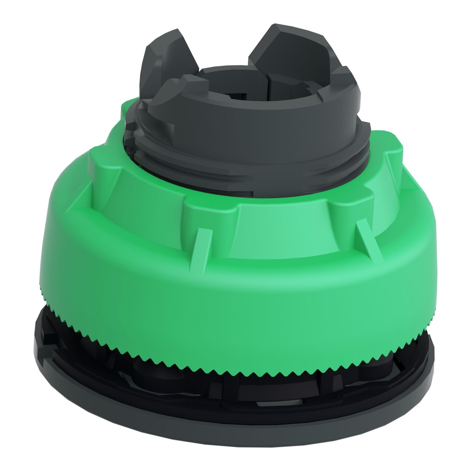 Picture of Head for illuminated push button, Harmony XB5, antimicrobial, plastic, green flush mounted, 30mm, universal LED,