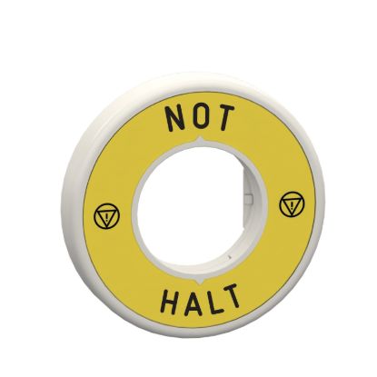 Picture of Illuminated marked legend ring, Harmony XB5, 60mm, plastic, yellow, white or red integral LED, marked NOT HALT, 24V AC DC