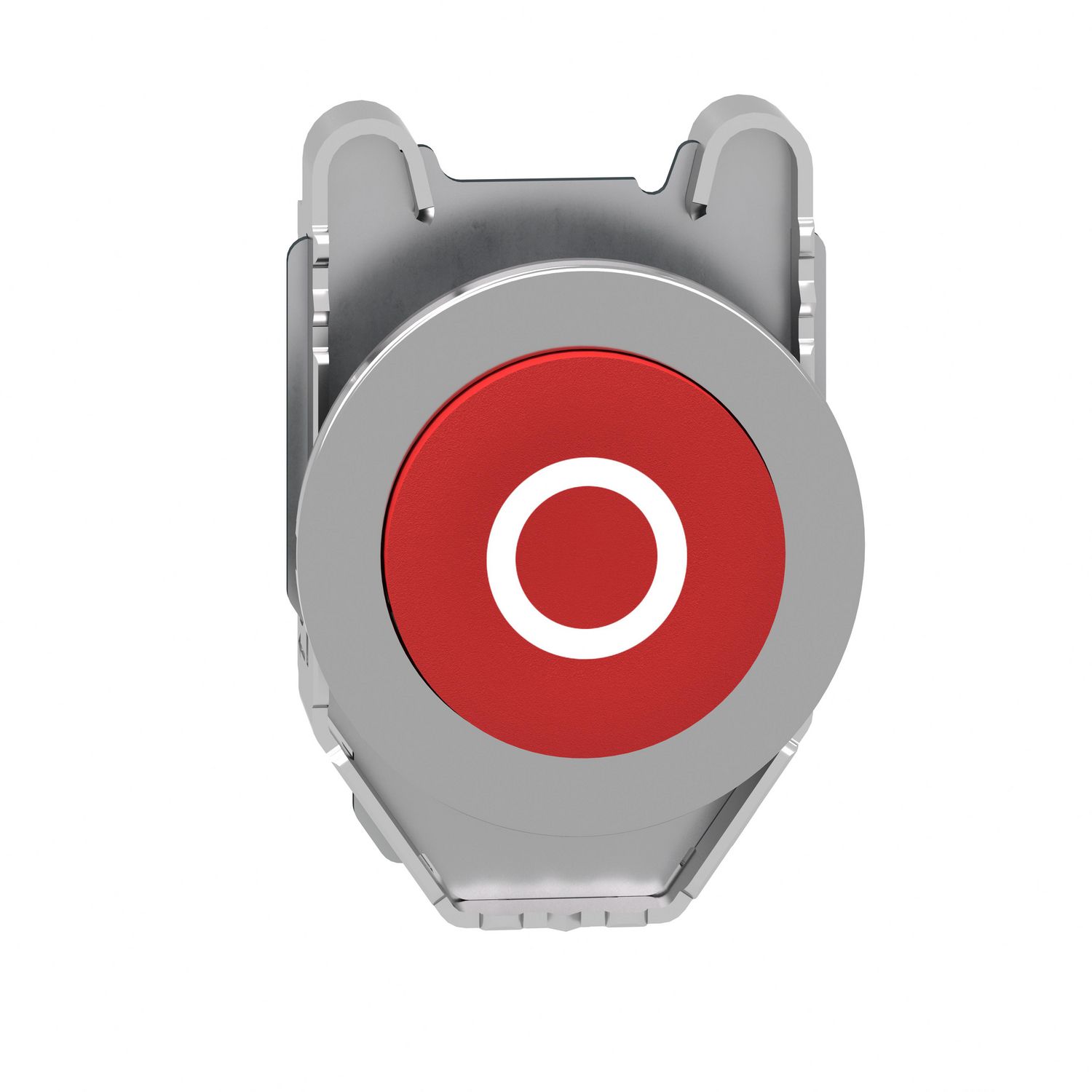 Picture of Flush mounted projecting push button head, Harmony XB4, metal, red, 30mm, spring return, marked O