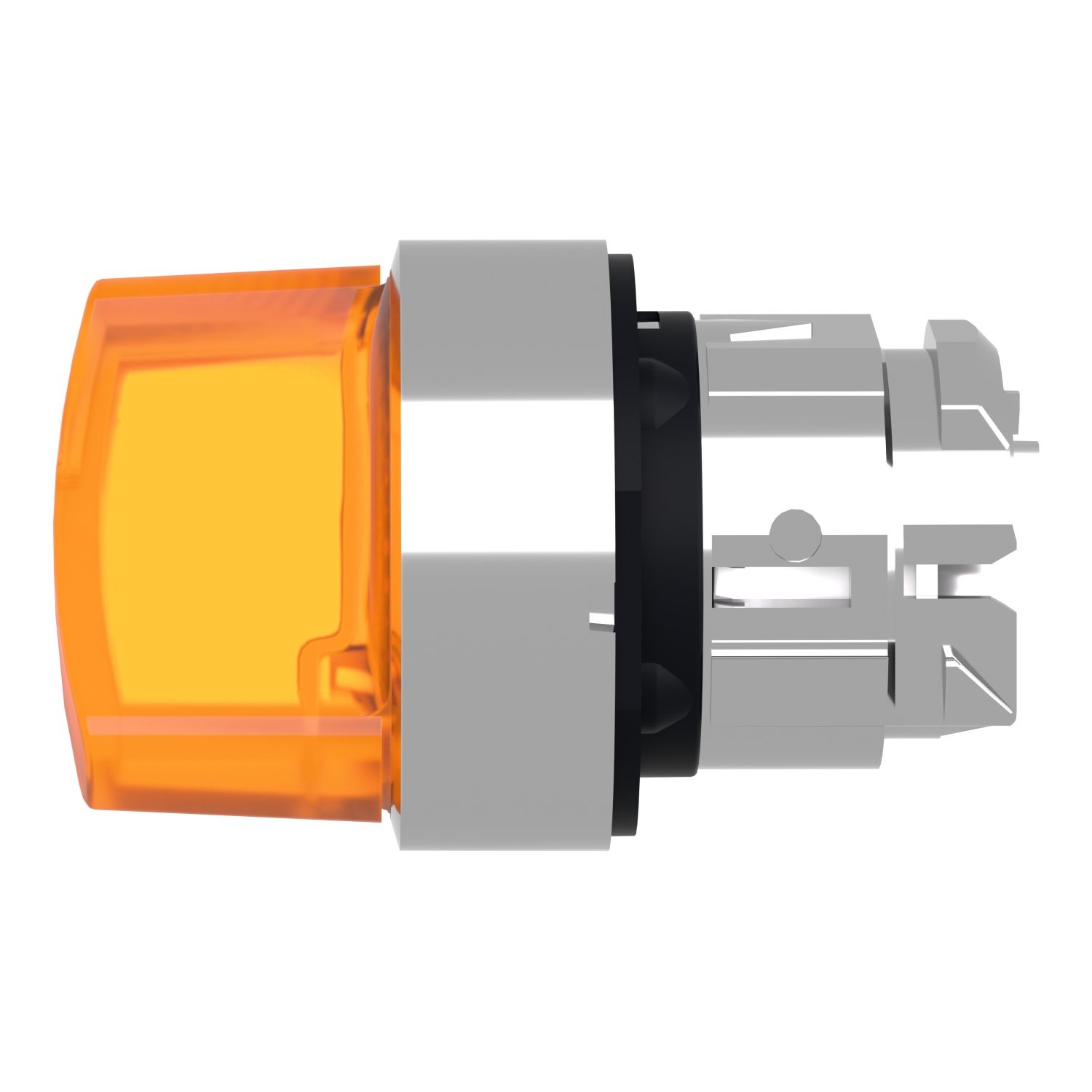 Picture of Head for illuminated selector switch, Harmony XB4, chromium metal, orange handle, 22mm, universal LED, 2 positions,