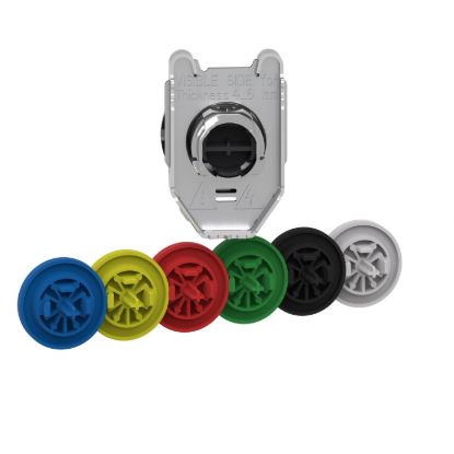 Picture of Head for illuminated push button, Harmony XB4, metal, set of 6 colours, flush caps, 30mm, spring return, unmarked