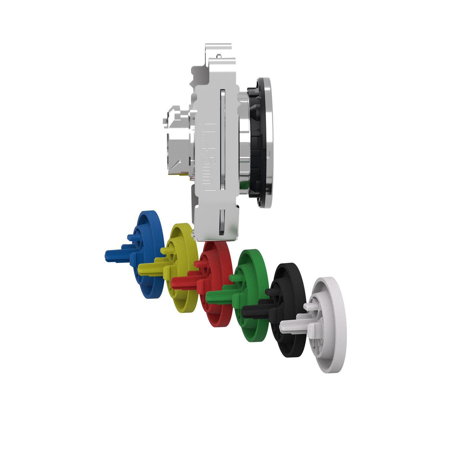 Picture of Head for illuminated push button, Harmony XB4, metal, set of 6 colours, flush caps, 30mm, spring return, unmarked