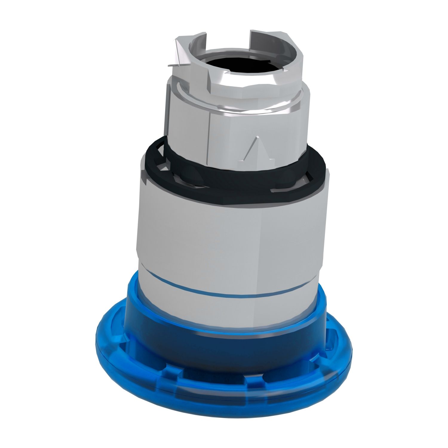 Picture of Head for illuminated push button, Harmony XB4, metal, blue mushroom 40mm, 22mm, universal LED, spring return
