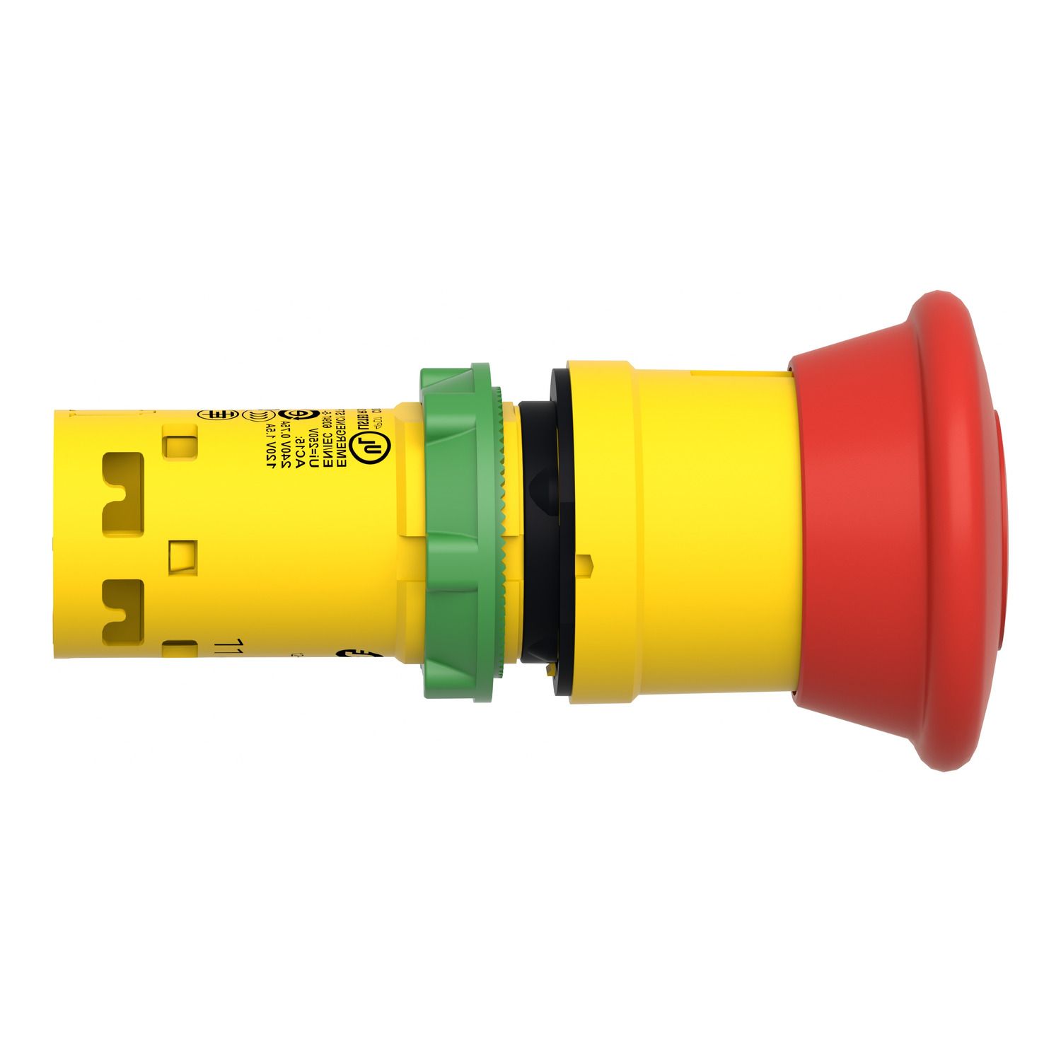 Picture of Emergency stop push button, Harmony XB7, 22mm, red mushroom 40mm, trigger latching pull to release, 1NC