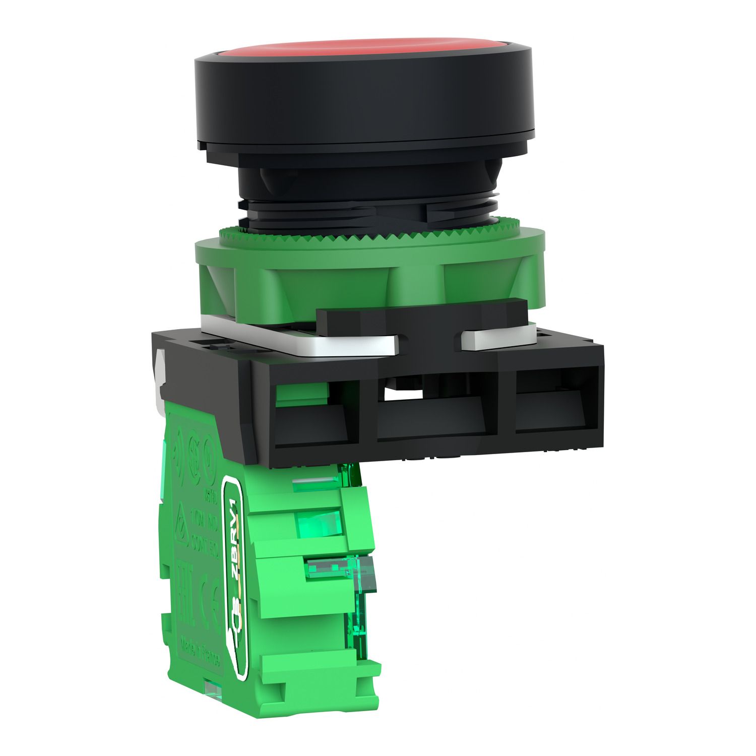 Picture of Wireless and batteryless transmitter, Harmony XB5R, push button, plastic, red, 22mm, spring return