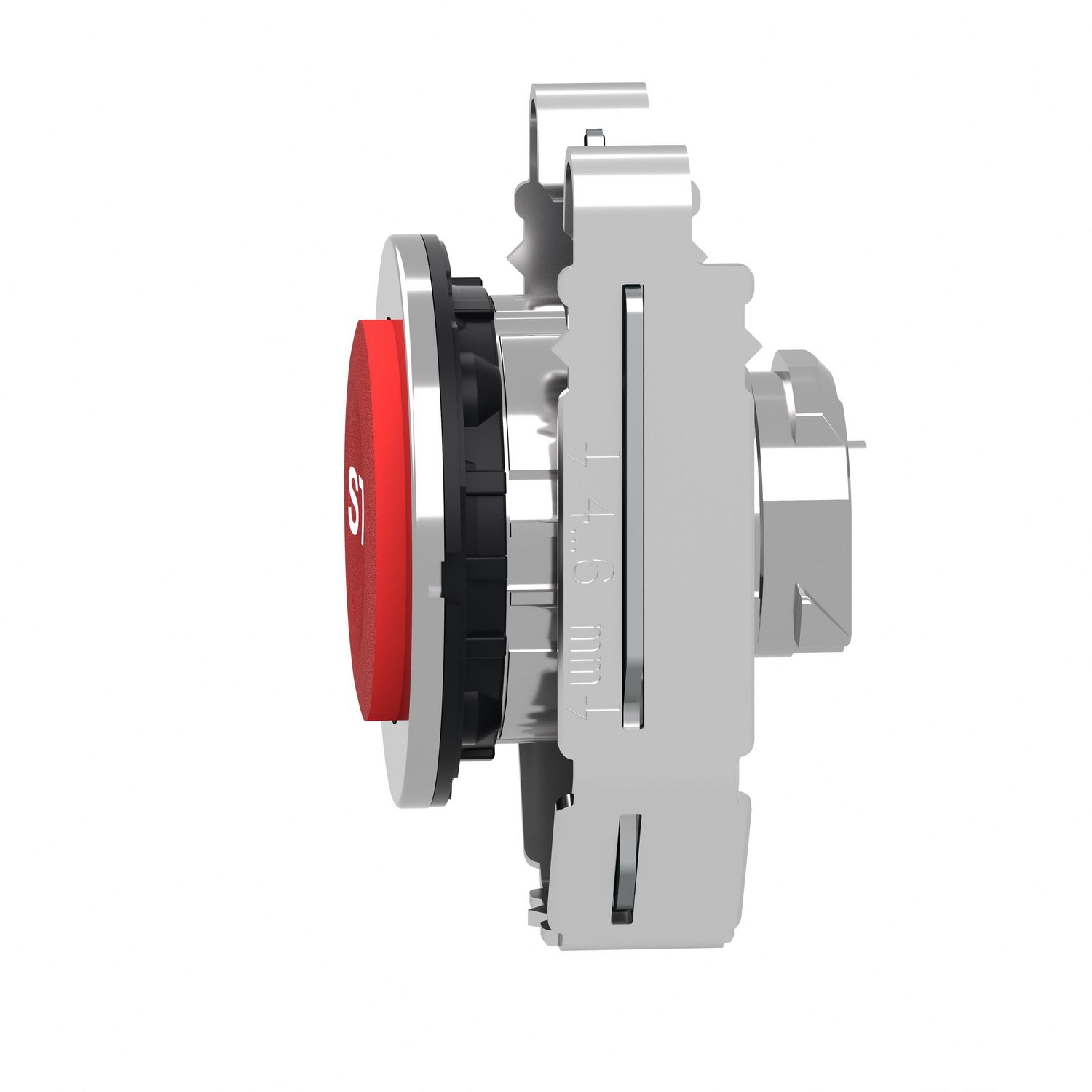 Picture of Flush mounted projecting push button head, Harmony XB4, metal, red, 30mm, spring return, marked STOP