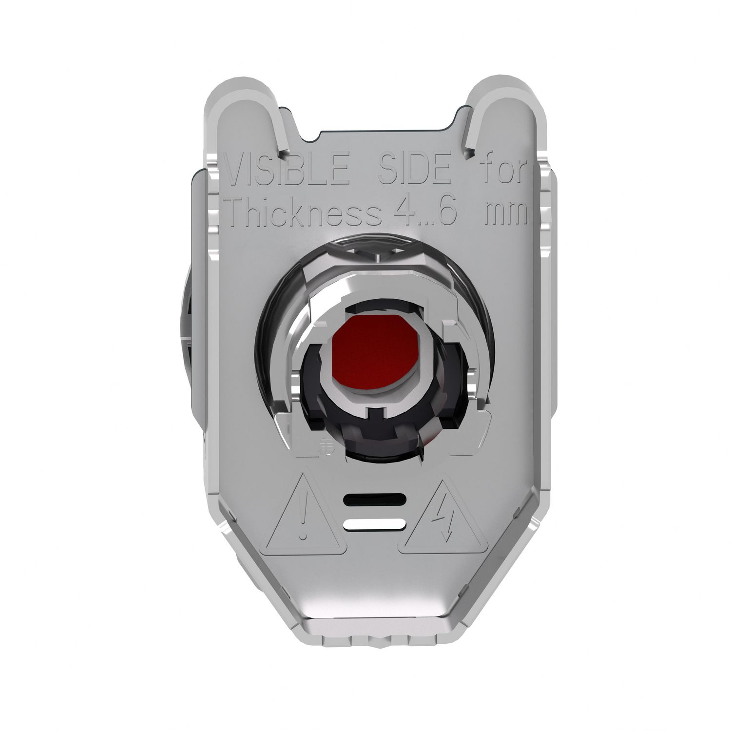 Picture of Head for illuminated push button, Harmony XB4, metal, red flush mounted, 30mm, universal LED, for legend of insertion