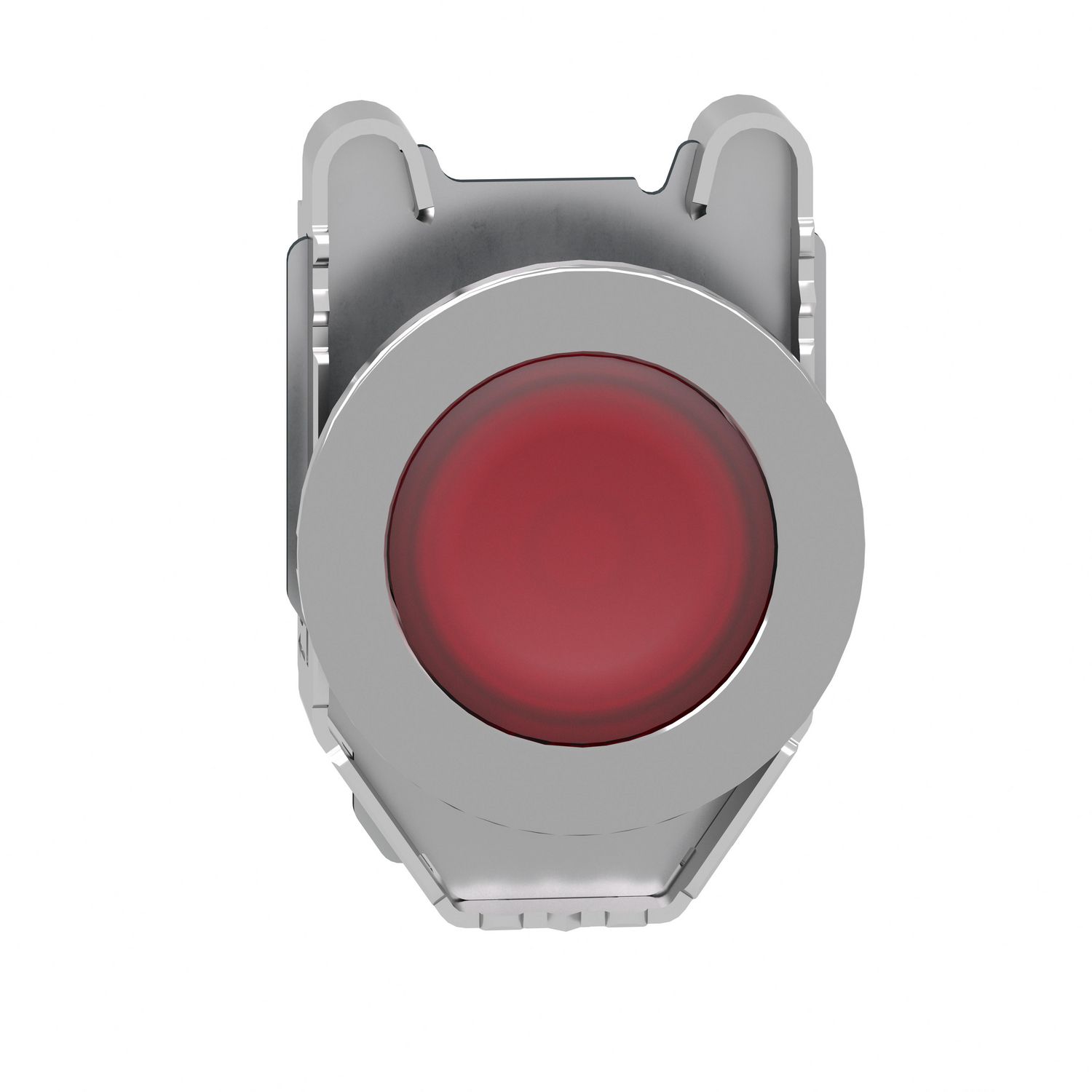 Picture of Head for illuminated push button, Harmony XB4, metal, red flush mounted, 30mm, universal LED, for legend of insertion