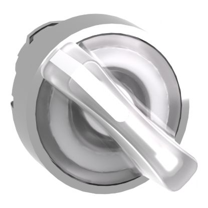 Picture of Head for illuminated selector switch, Harmony XB4, universal LED,  white handle, 22mm, 2 positions, spring return