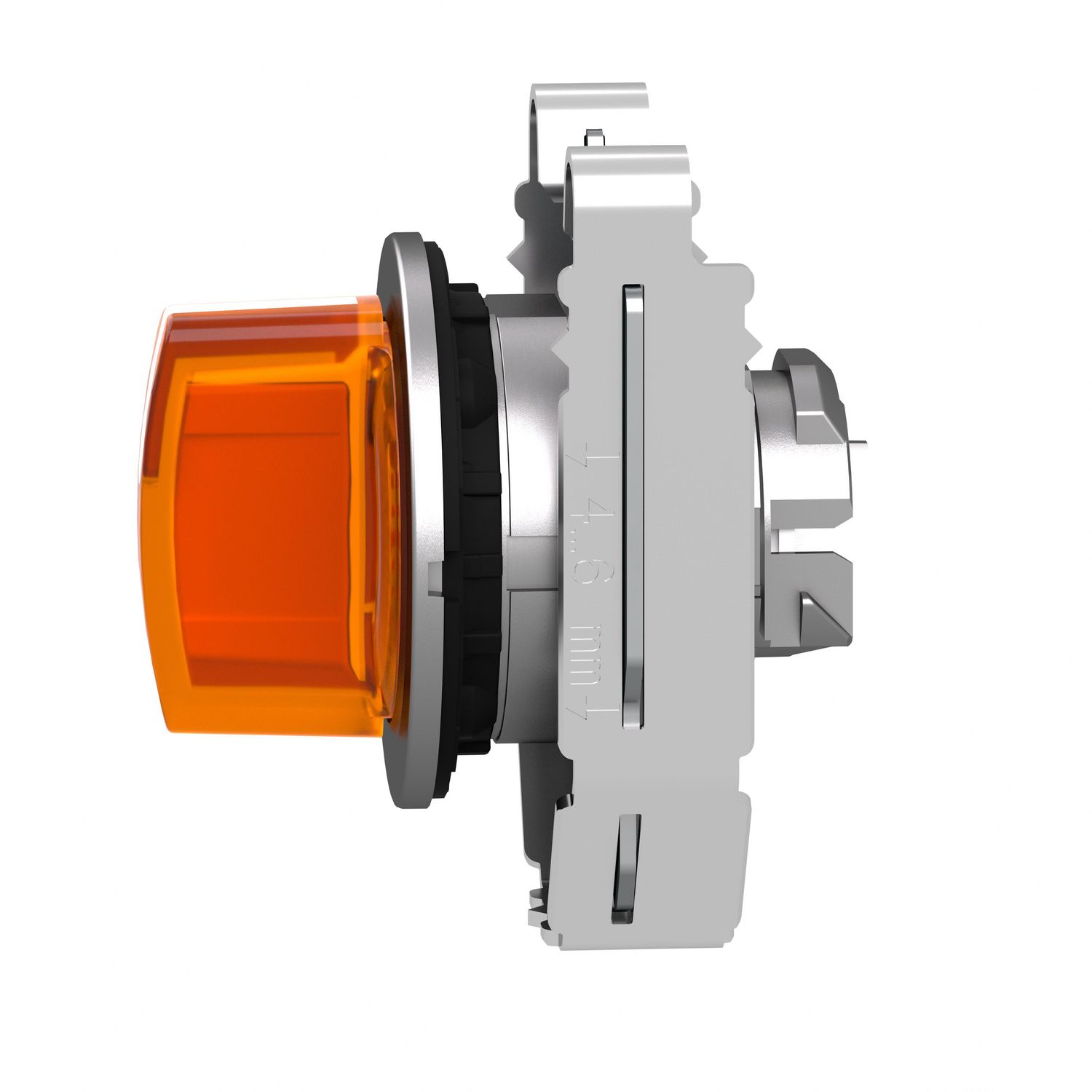 Picture of Head for illuminated selector switch, Harmony XB4, metal, orange handle, 30mm, universal LED, 3 positions, to center