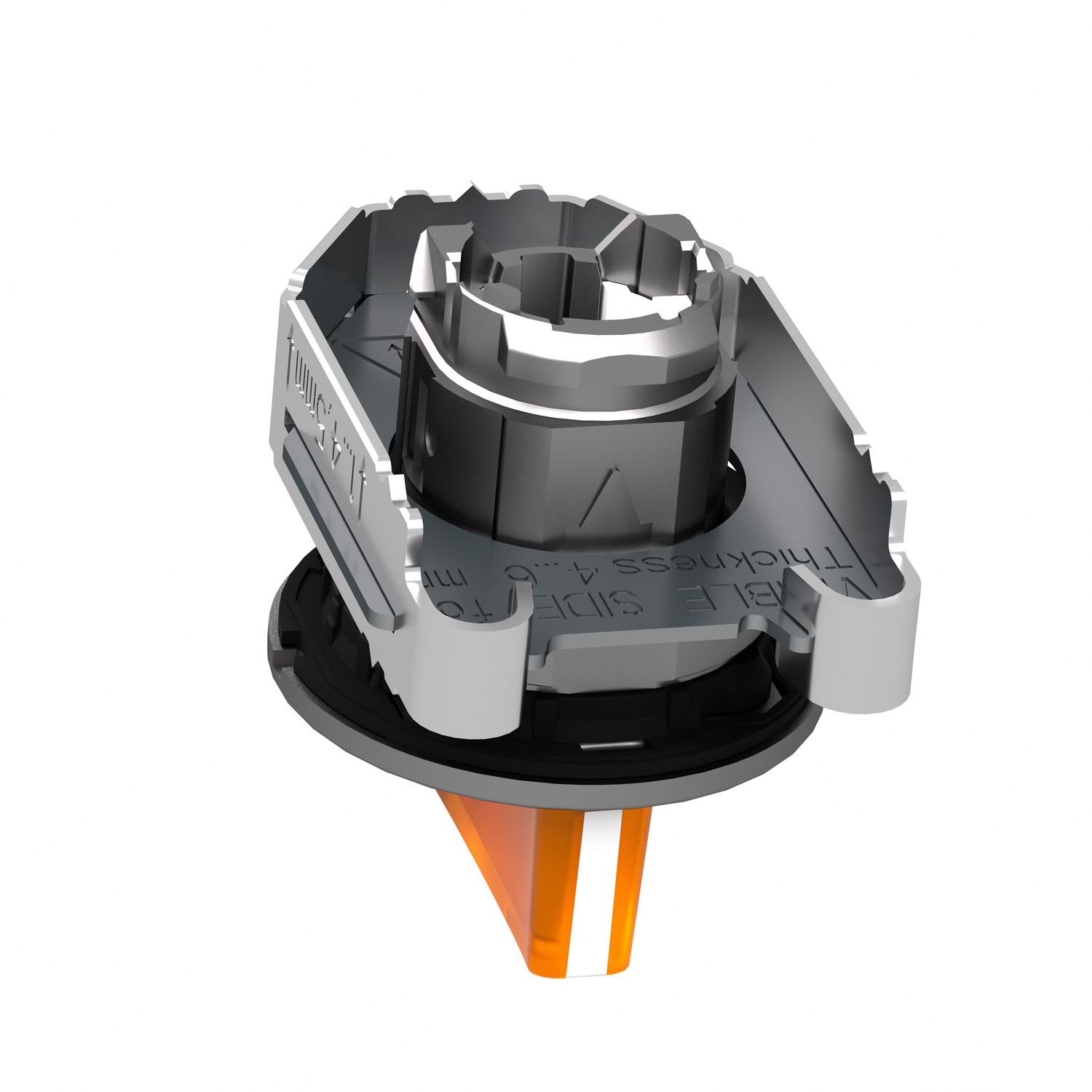 Picture of Head for illuminated selector switch, Harmony XB4, metal, orange handle, 30mm, universal LED, 3 positions, left to center