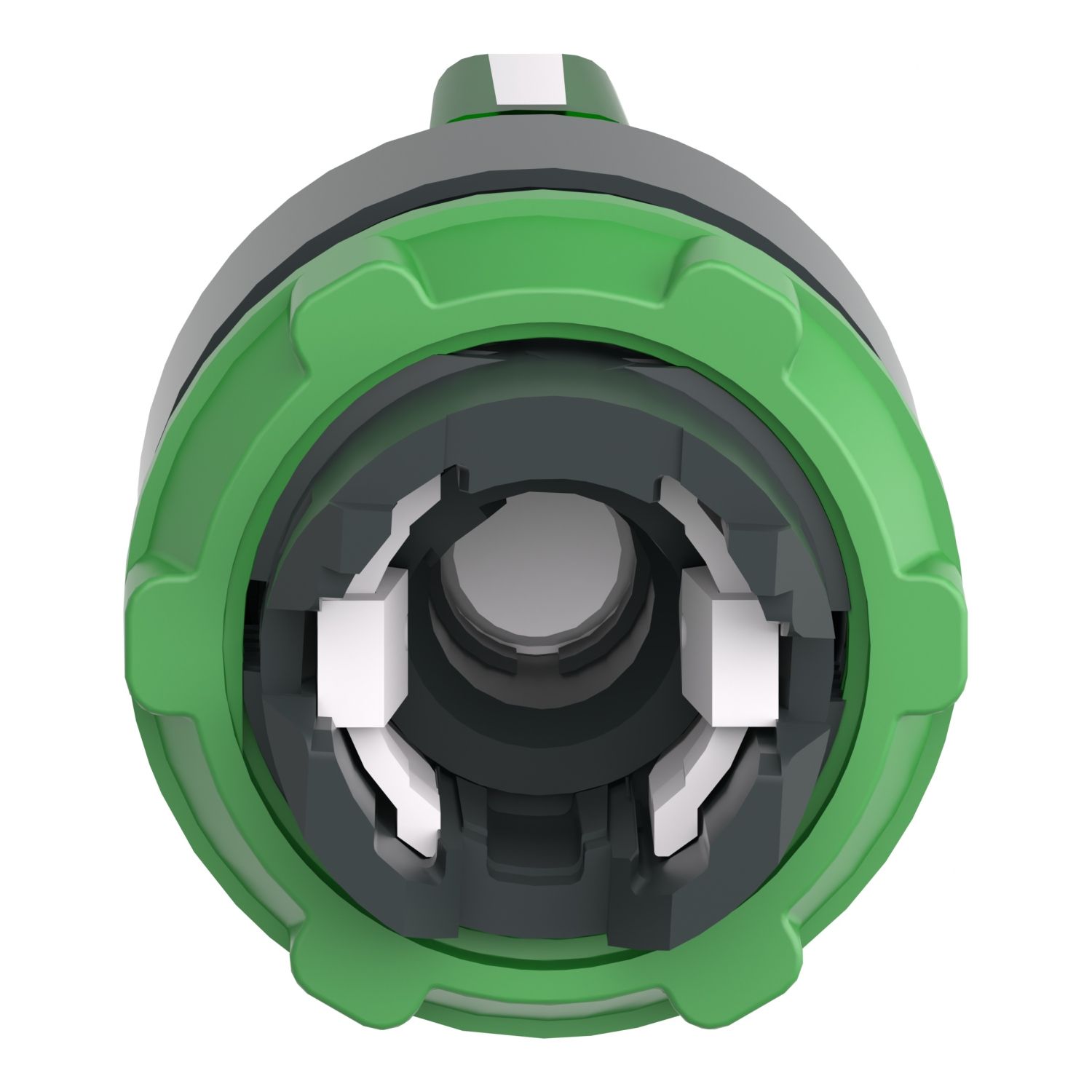 Picture of Head for illuminated selector switch, Harmony XB5, dark grey plastic, green handle, 22mm, universal LED, 3 positions,right to center