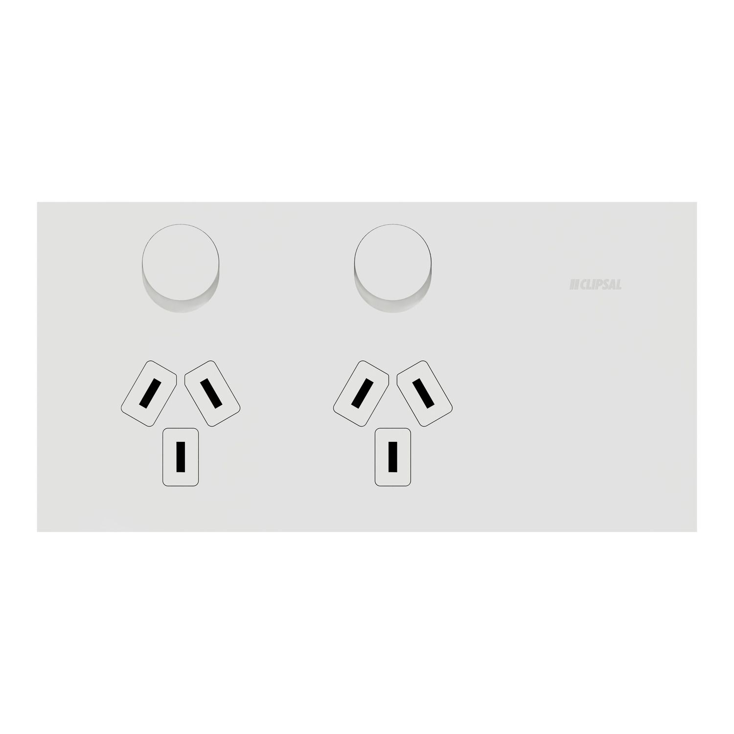 Picture of Double Switch Power Point, Clipsal Solis T Series, Horizontal Mount, 230V-240V, 10A