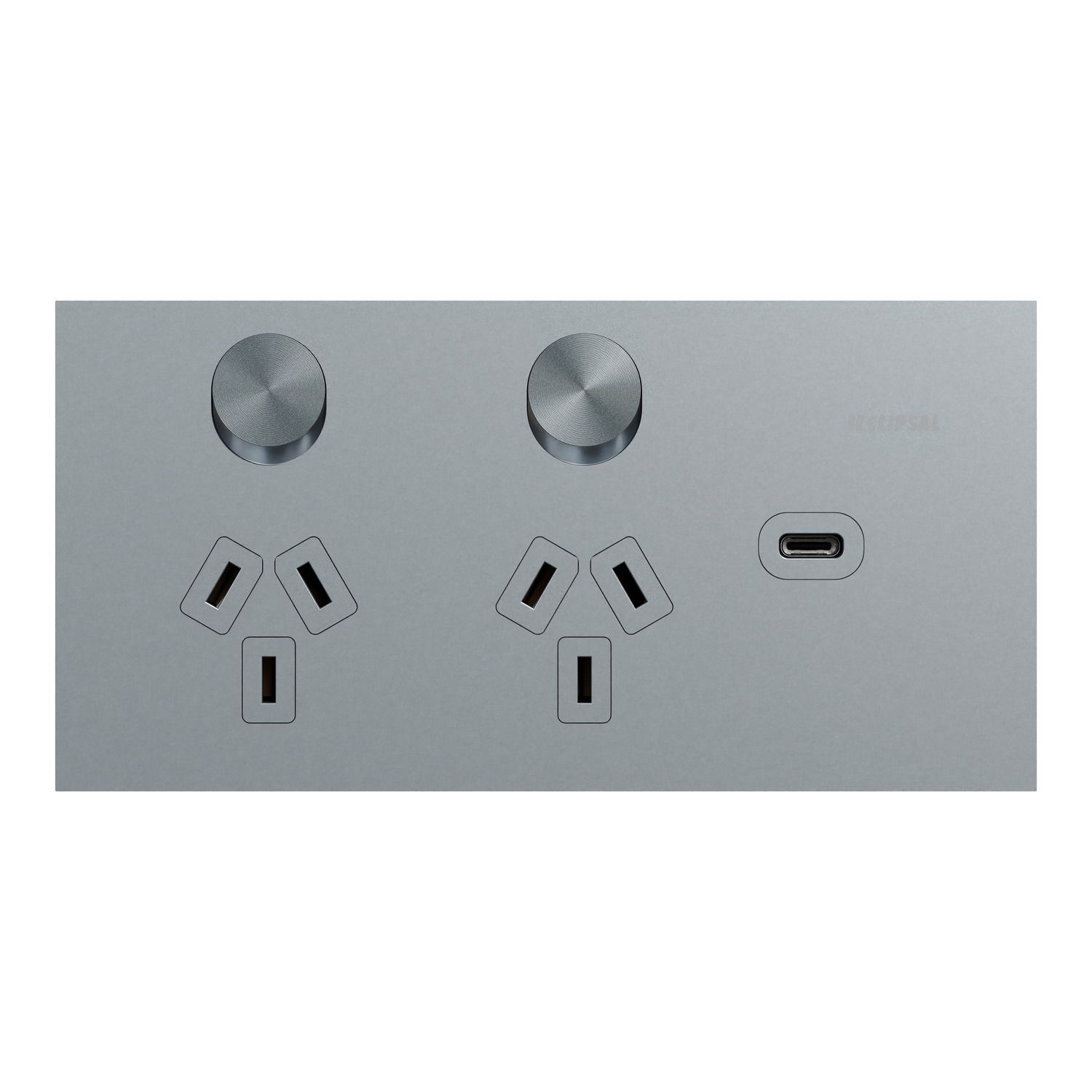 Picture of Double Switch Power Point, Clipsal Solis T Series, with USB C Charger, Horizontal Mount, 230V-240V, 10A