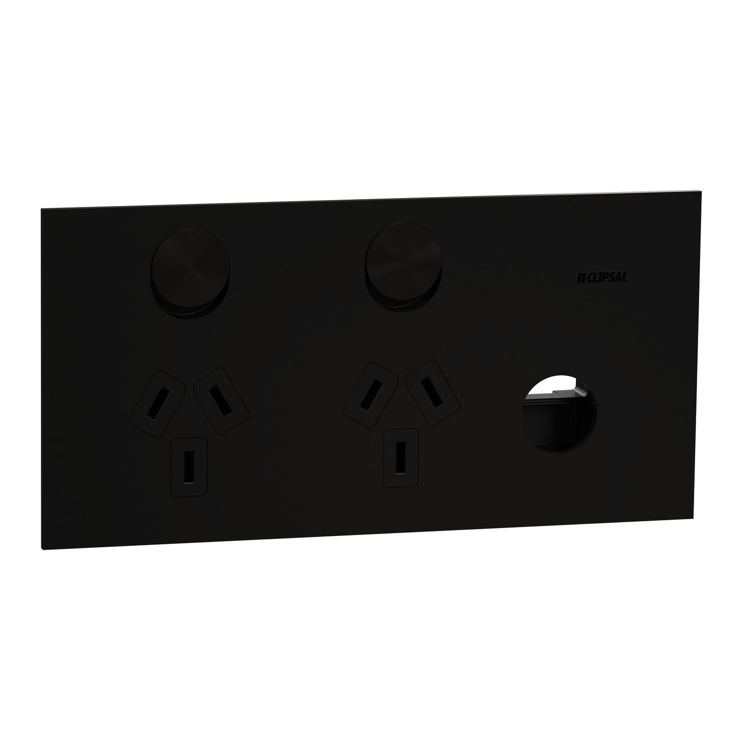 Picture of Double Switch Power Point, Clipsal Solis T Series, Horizontal Mount, 230V-240V, 10A, Removable Extra Switch