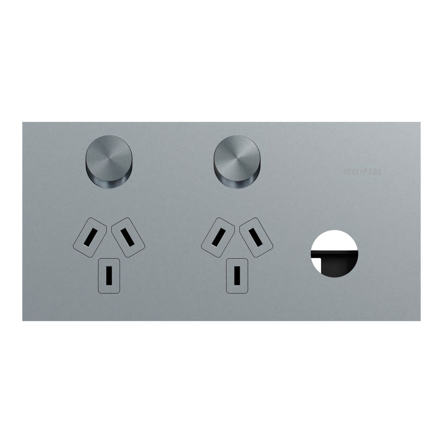 Picture of Double Switch Power Point, Clipsal Solis T Series, Horizontal Mount, 230V-240V, 10A, Removable Extra Switch
