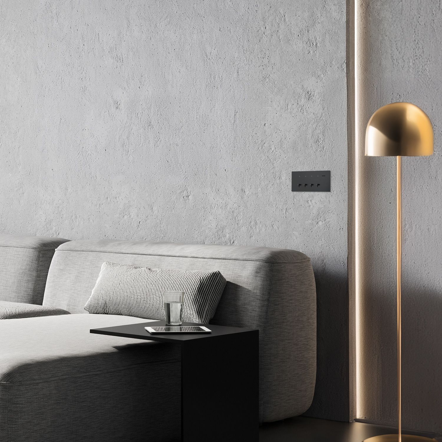 Picture of Flush Switch, Clipsal Solis T Series, Horizontal Mount, 4 Gang, 230V-240V, 10AX 1-Way/2-Way