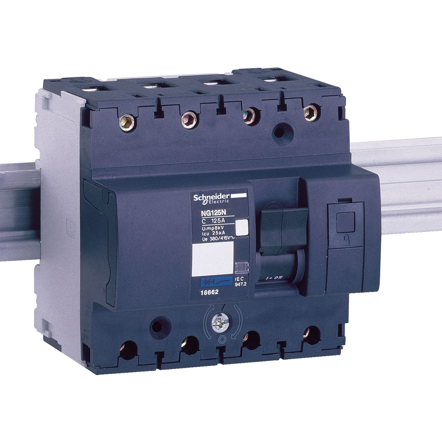 Picture of Miniature circuit breaker (MCB), Acti9 NG125N, 4P, 16A, C curve, 25kA (IEC/EN 60947-2)