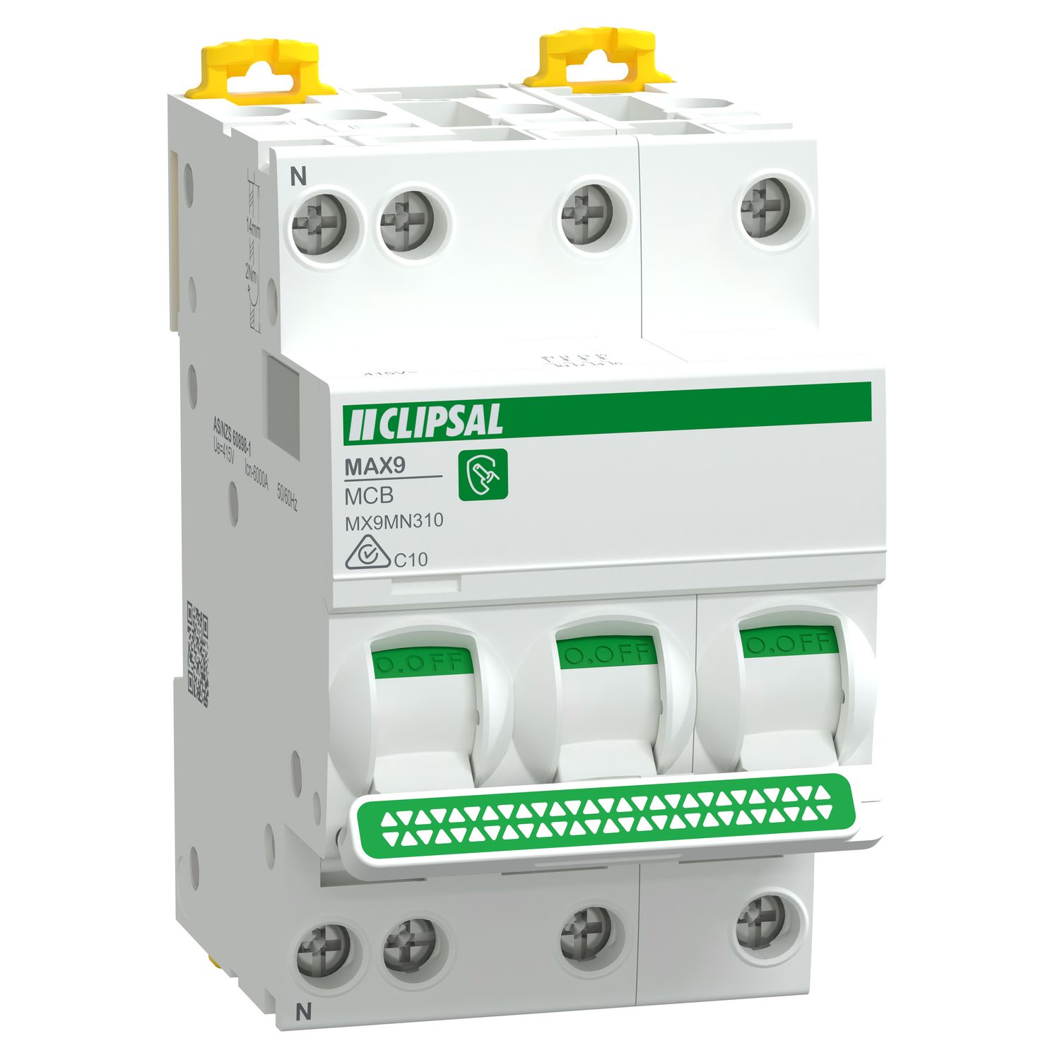 Picture of Miniature Circuit Breaker, Max9, 3P+N, 10A, C curve, 6000A