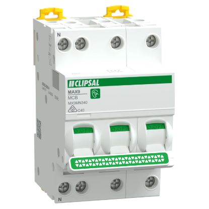 Picture of Miniature Circuit Breaker, Max9, 3P+N, 40A, C curve, 6000A