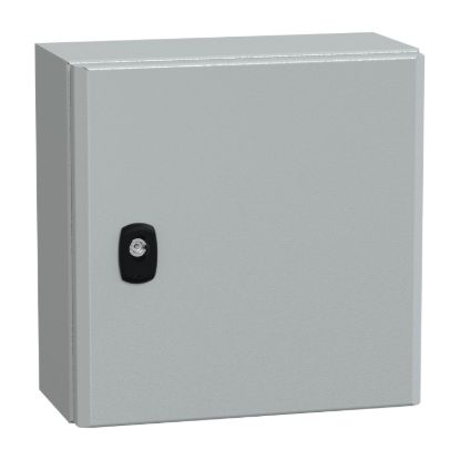 Picture of Wall mounted steel enclosure, Spacial S3D, plain door, with mounting plate, 300x300x150mm, IP66, IK10